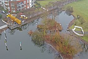 Vogelperspektive Stadtparkbrücke.